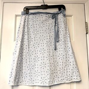 The Limited Blue and White Eyelet Skirt